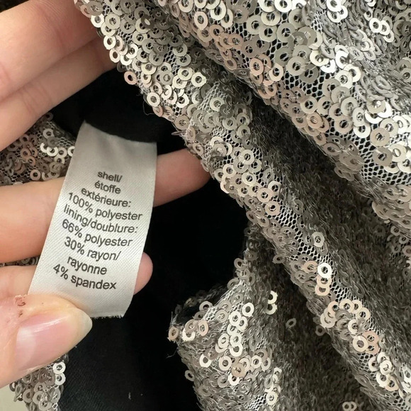 Maurices black with silver sequin elastic band skirt with slit in back - Picture 5 of 9